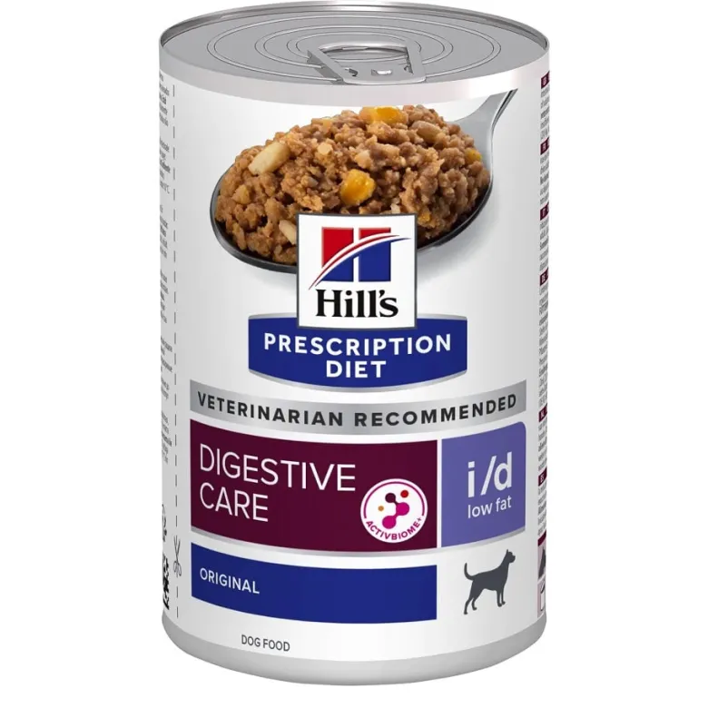 HILL'S Prescription Diet Digestive Care i/d ActivBiome per cani alimento a basso contenuto di grassi con pollo 12kg + 3 scatolette da 360g di cibo umido per cani GRATIS