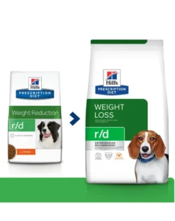 HILL'S Prescription Diet r/d Weight Reduction with Chicken Adult 10 kg per cani in sovrappeso + 3 scatolette x 370g GRATIS