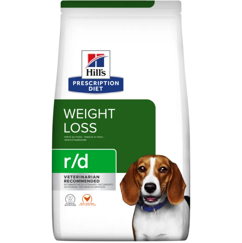 HILL'S Prescription Diet r/d Weight Reduction with Chicken Adult 10 kg per cani in sovrappeso + 3 scatolette x 370g GRATIS