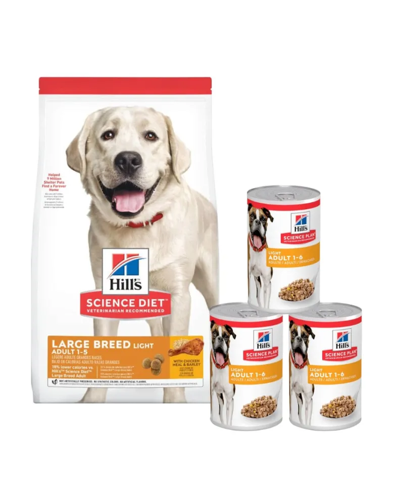 HILL'S Science Plan Adult Light Large breed con pollo 14kg + 3 scatolette GRATIS