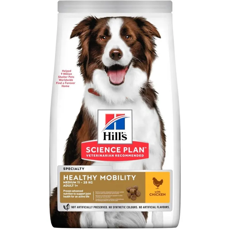 HILL'S Science Plan Canine Adult Healthy Mobility Medium Chicken 14kg supporto delle articolazioni + 3 lattine GRATIS