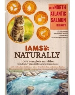 IAMS Naturally Adult Cat with North Atlantic Salmon in Gravy 85 g