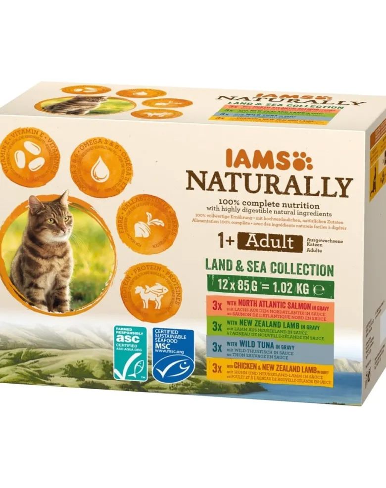 IAMS Naturally Adult Land&sea collection 4 x 85 g