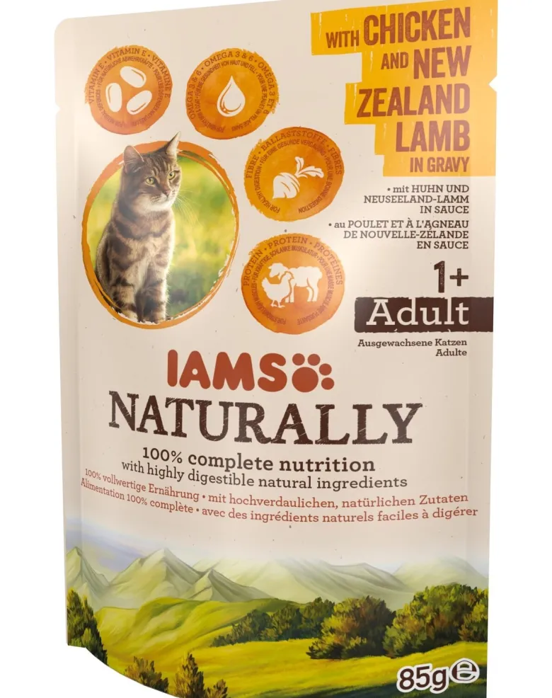 IAMS Naturallycon pollo e agnello della Nuova Zelanda in salsa 85g