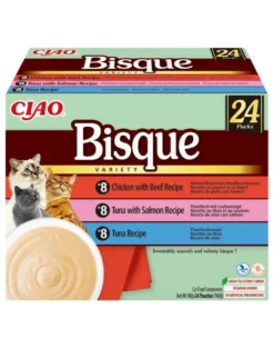 INABA Cat Ciao Bisque Variety 24x40g mix di zuppe cremose con tonno, manzo e pollo per gatti