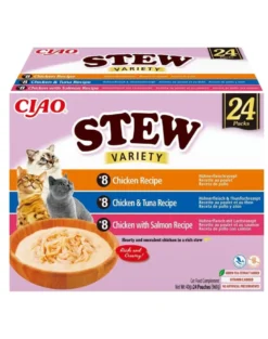 INABA Cat Ciao Stew Creamy Variety 24x40g mix prelibatezze con pollo, tonno e salmone in salsa cremosa