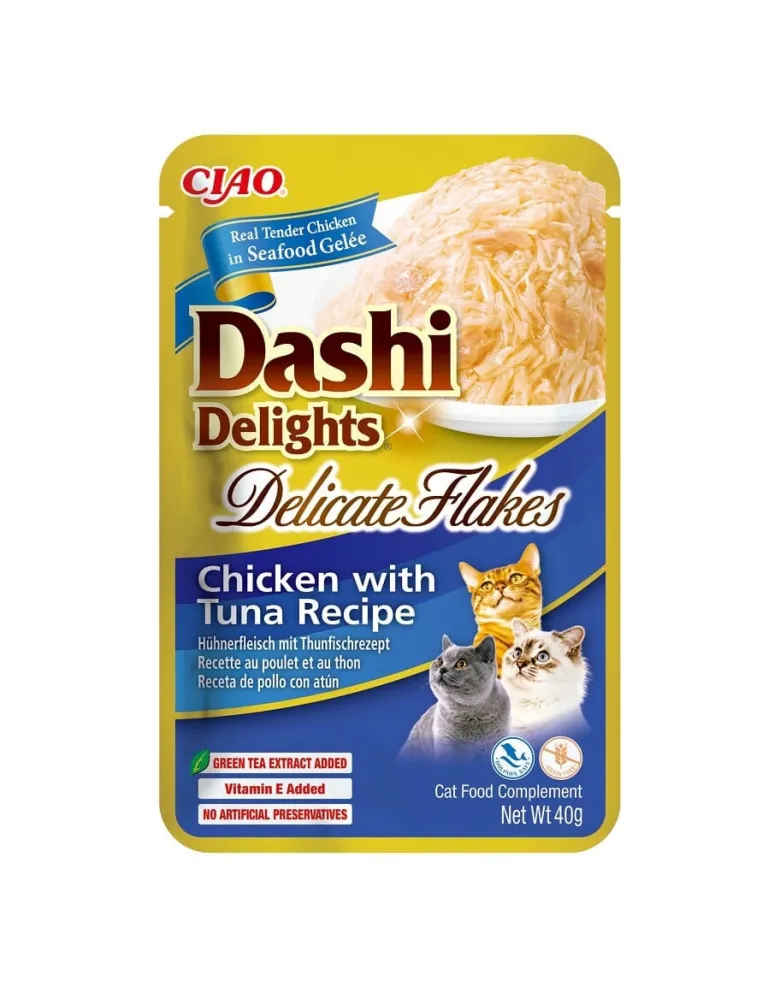 INABA Cat Dashi Delights Delicate Flakes Pollo e tonno 40g