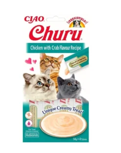 INABA Churu Cat bocconcino cremoso per gatti al pollo e granchio 56 g