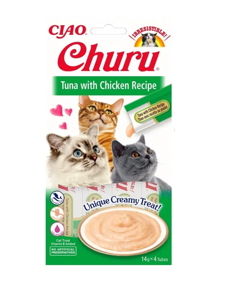 INABA Churu Cat croccantini cremosi al pollo e tonno per gatti 56 g