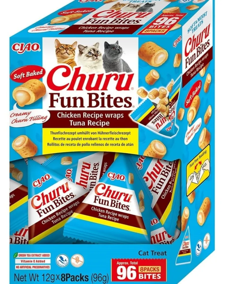 INABA Churu Cat Fun Bites Chicken with Tuna 8x12g wraps con pollo e tonno per gatti
