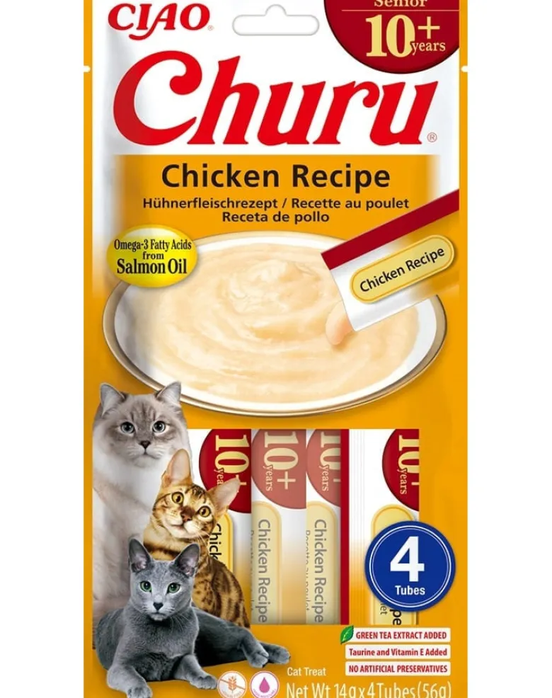 INABA Churu Cat Senior Chicken 4x14g prelibatezza cremosa per gatti anziani al gusto di pollo
