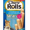 INABA Churu Rolls Chicken 4x10g involucri di pollo, tonno e capesante per gatti