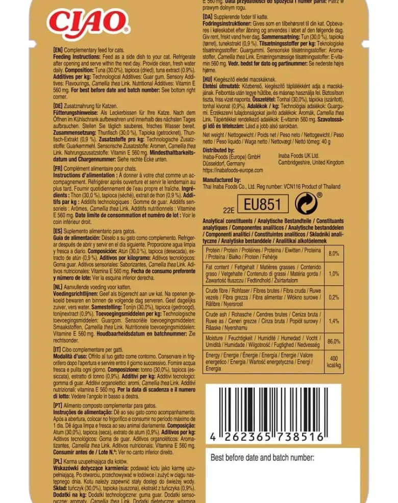 INABA CIAO Bisque Crema di tonno per gatti 40g