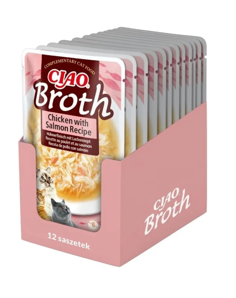 INABA CIAO Broth Brodo con pollo e salmone per gatti 12x40g