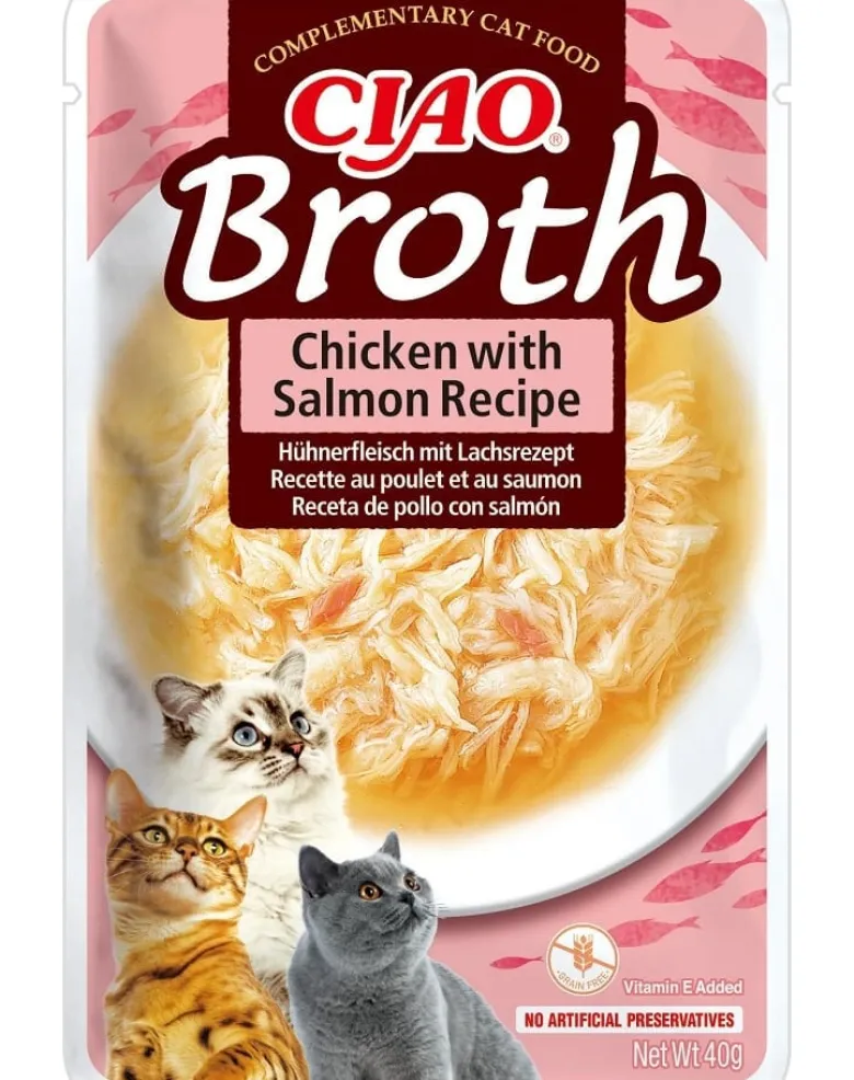 INABA CIAO Broth Brodo con pollo e salmone per gatti 12x40g
