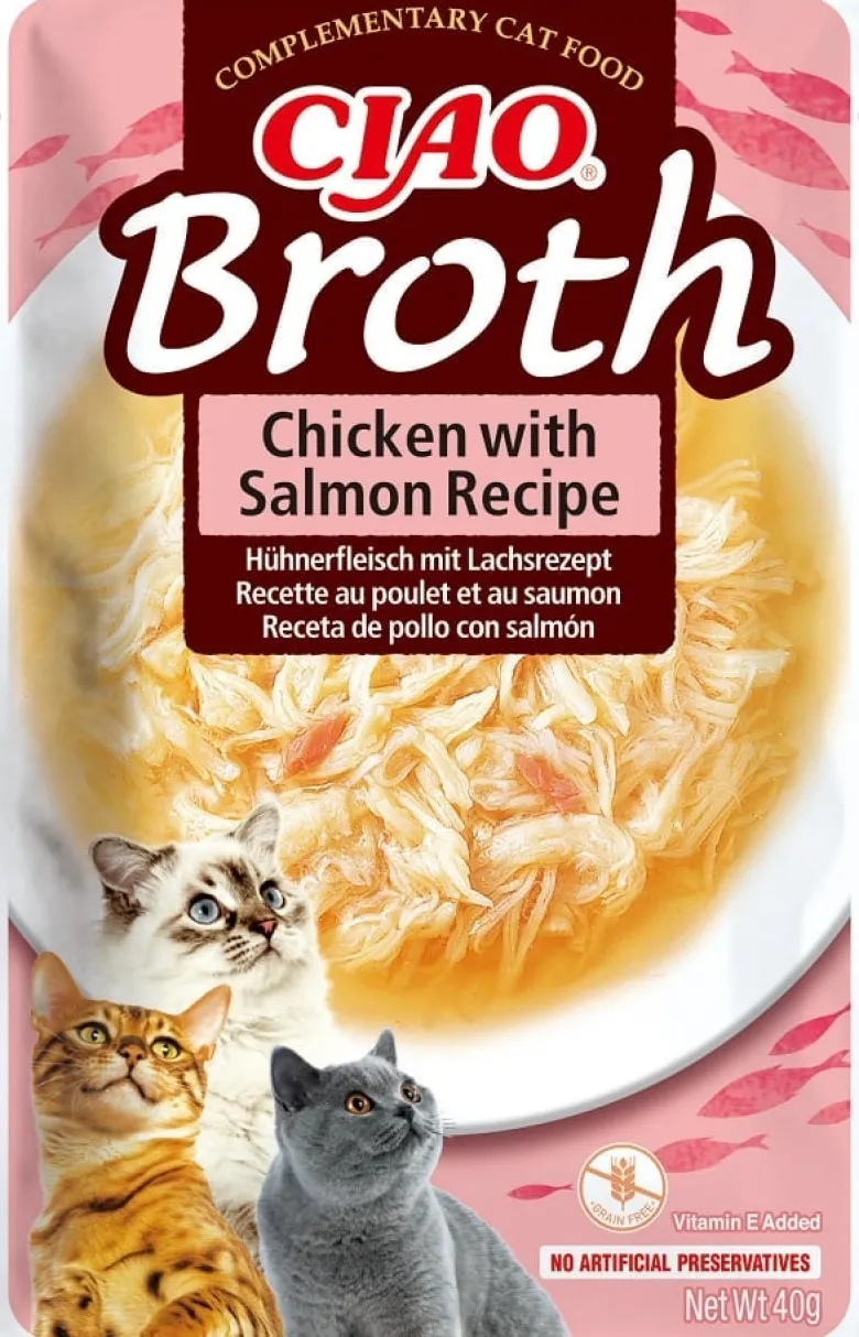 INABA CIAO Broth Brodo con pollo e salmone per gatti 12x40g
