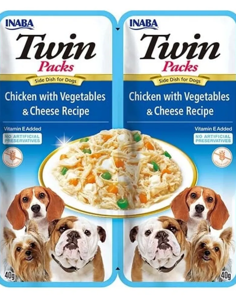 INABA Dog Twin Pollo, verdure e formaggio in brodo per cani 24x40 g