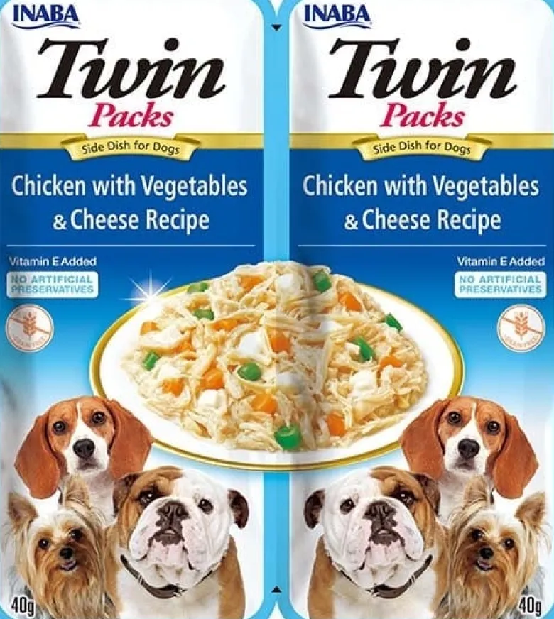 INABA Dog Twin Pollo, verdure e formaggio in brodo per cani 24x40 g