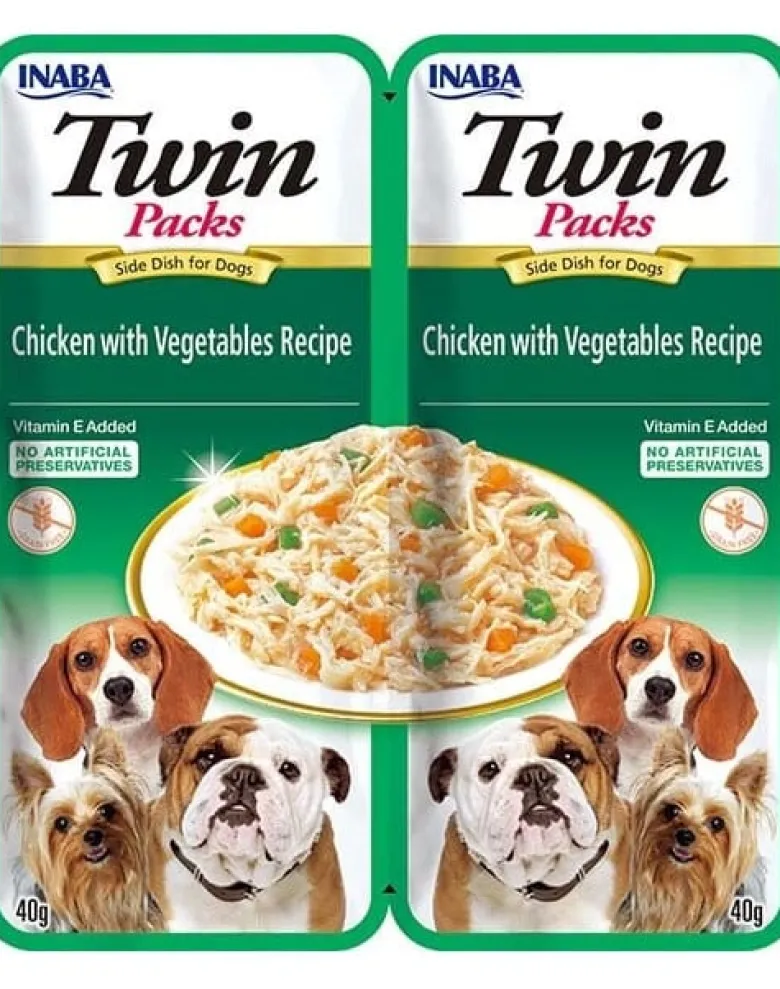 INABA Dog Twin Pollo, verdure in brodo per cani 2x40 g