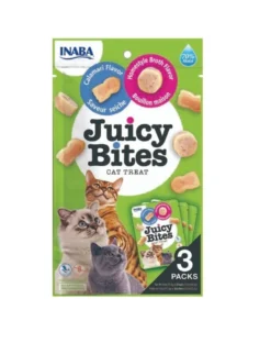 INABA Juicy Bites crocchette umidificate con brodo e calamari per gatti 33,9 g (3x11,3 g)