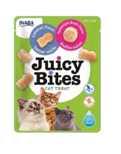 INABA Juicy Bites crocchette umidificate con brodo e calamari per gatti 33,9 g (3x11,3 g)