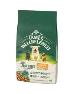 JAMES WELLBELOVED Adult 10 kg alimento secco completo per cani adulti di taglia grande >14 mesi - 10 anni ricco di tacchino e riso