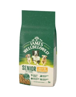 JAMES WELLBELOVED Senior 2 kg alimento secco completo per cani anziani >7 anni ricco di tacchino e riso