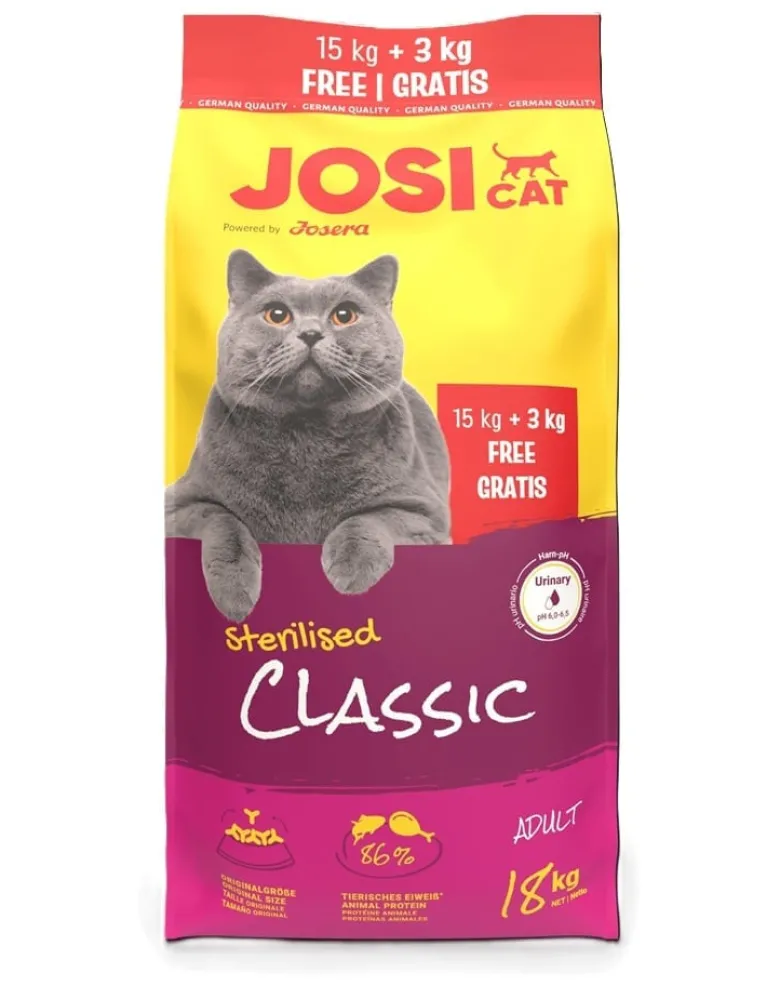 JOSERA JosiCat Classic Sterilised cibo secco per gatti sterilizzati 15kg + 3kg gratis
