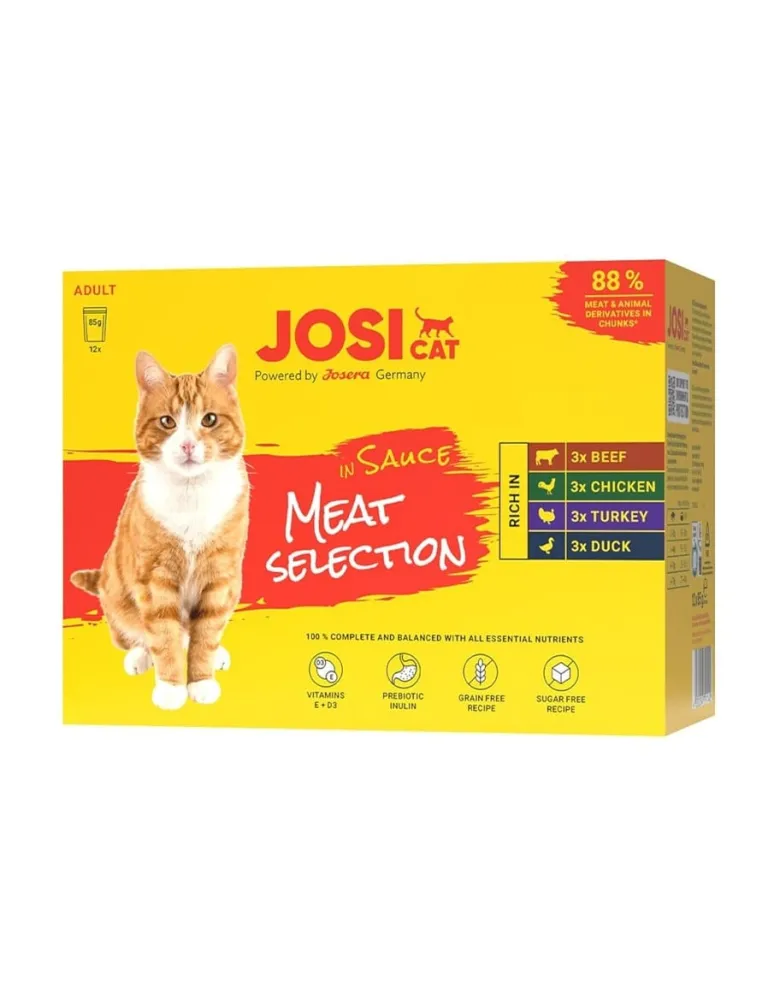 JOSERA JosiCat Multipack Meat Selection in Sauce 12x85 g selezione di carne in salsa per gatti