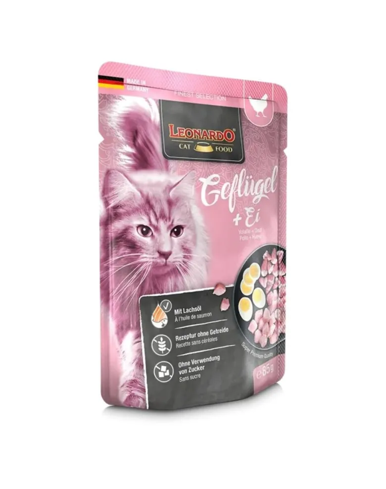 LEONARDO Finest Selection cibo per gatti senza cereali Pollame e uova 6x85 g + Anatra al formaggio 6x85 g