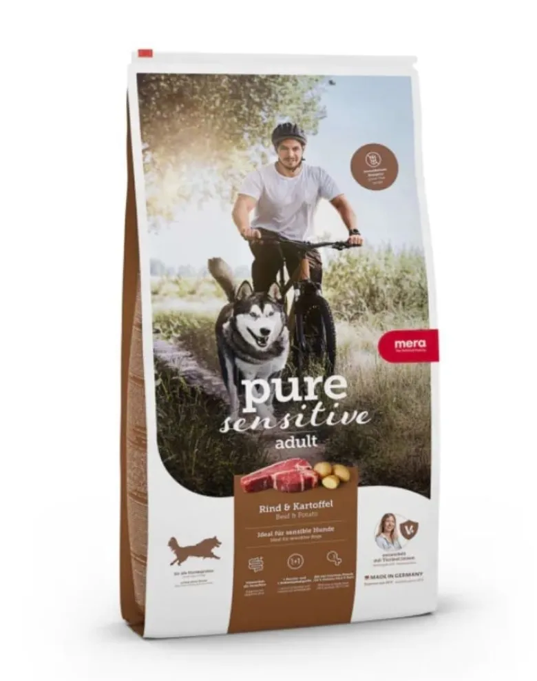 MERA Dog Pure Sensitive Fresh Meat Adult Beef Potato 4 kg manzo e patate, cibo secco per cani sensibili