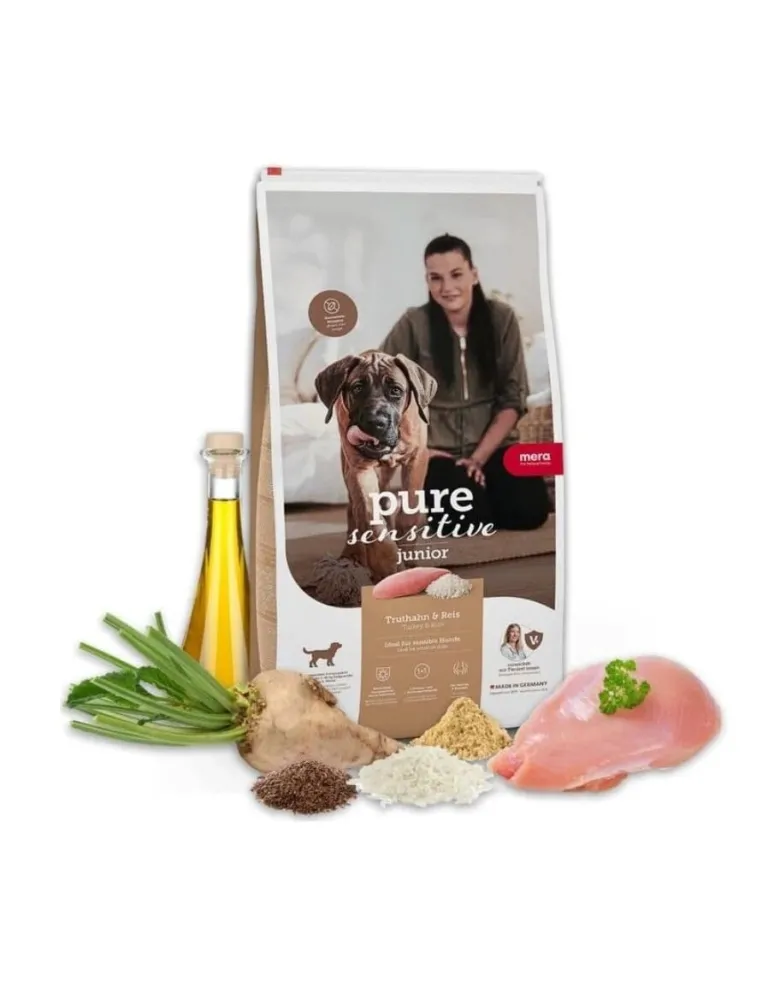 MERA Dog Pure Sensitive Junior Turkey Rice 4 kg tacchino e riso, cibo secco per cuccioli sensibili