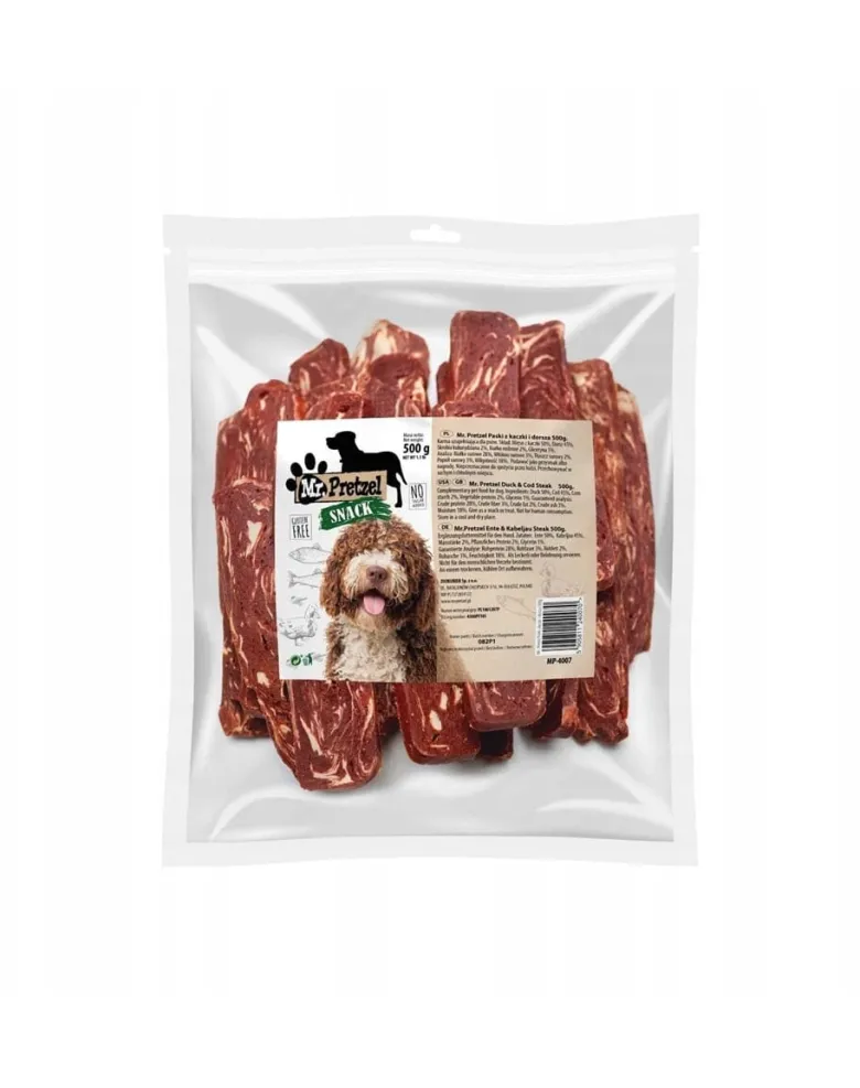MR. PRETZEL Strisce di anatra e merluzzo 500 g snack per cani