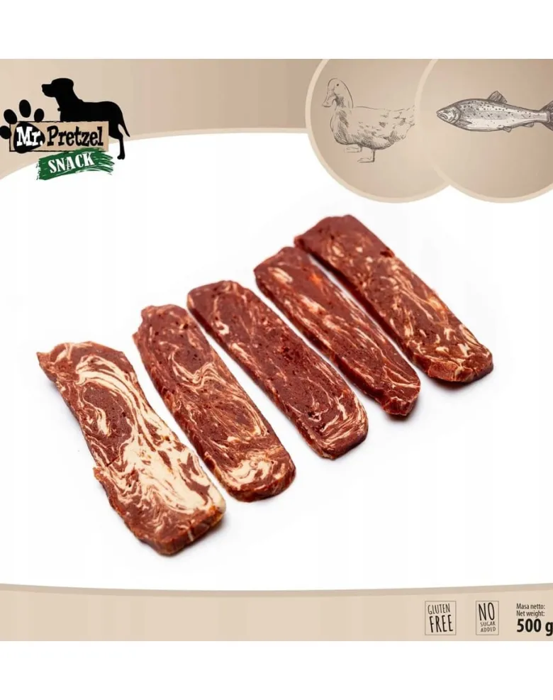 MR. PRETZEL Strisce di anatra e merluzzo 500 g snack per cani