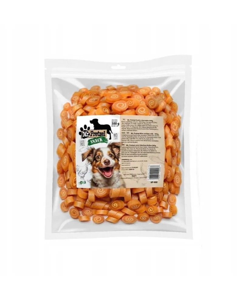 MR. PRETZEL Sushi di pollo e merluzzo 500 g snack per cani