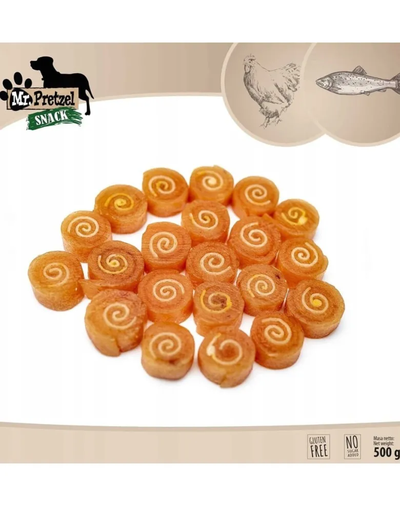 MR. PRETZEL Sushi di pollo e merluzzo 500 g snack per cani