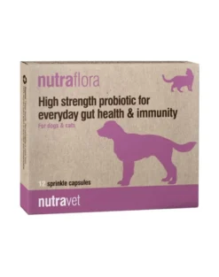 NUTRAVET Nutraflora 12 capsule probiotiche che favoriscono la salute intestinale e il sistema immunitario di cani e gatti