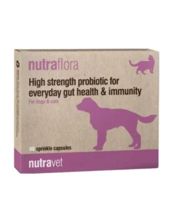 NUTRAVET Nutraflora 48 capsule probiotiche che favoriscono la salute intestinale e il sistema immunitario di cani e gatti