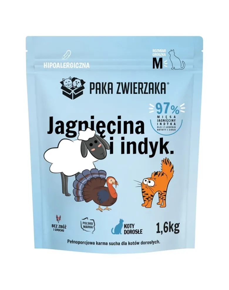 PAKA ZWIERZAKA Crocchette Agnello e Tacchino per Gatto M 1,6 kg