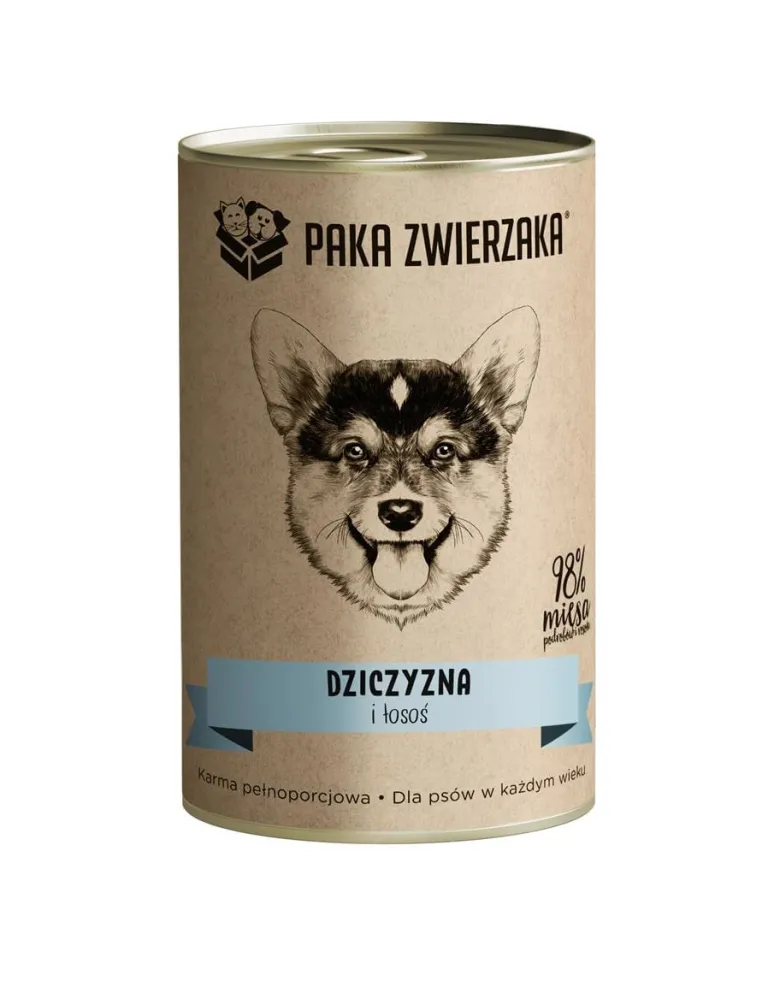 PAKA ZWIERZAKA Selvaggina e salmone 400 g di cibo umido per cani