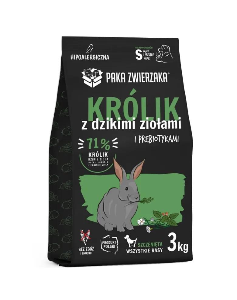PAKA ZWIERZAKA Seventh Heaven Crocchette con Coniglio e Erbe Selvatiche per Cuccioli S 3kg