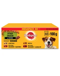 PEDIGREE Adult Megapack 40x100g Mix Gusti - pollo e verdure, manzo e verdure, tacchino e carote, manzo e agnello