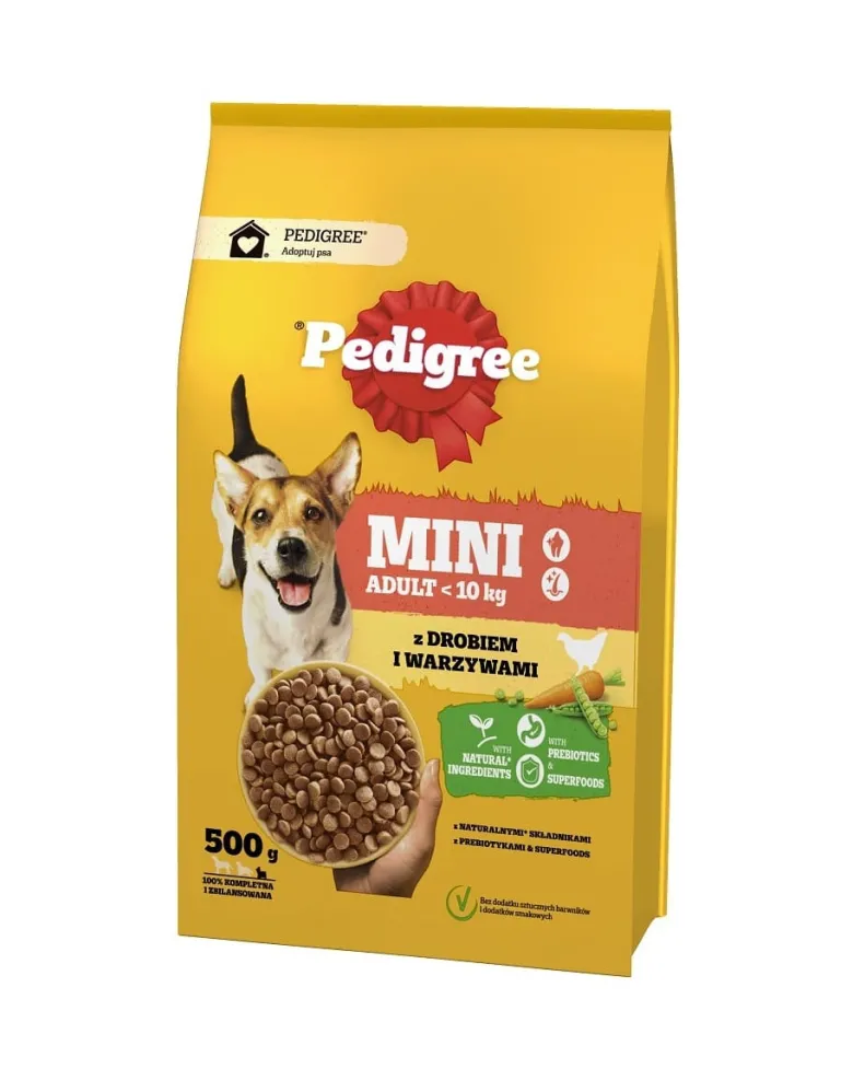 PEDIGREE Adult MINI 500g con pollame e verdure alimento secco completo per cani adulti di piccola taglia