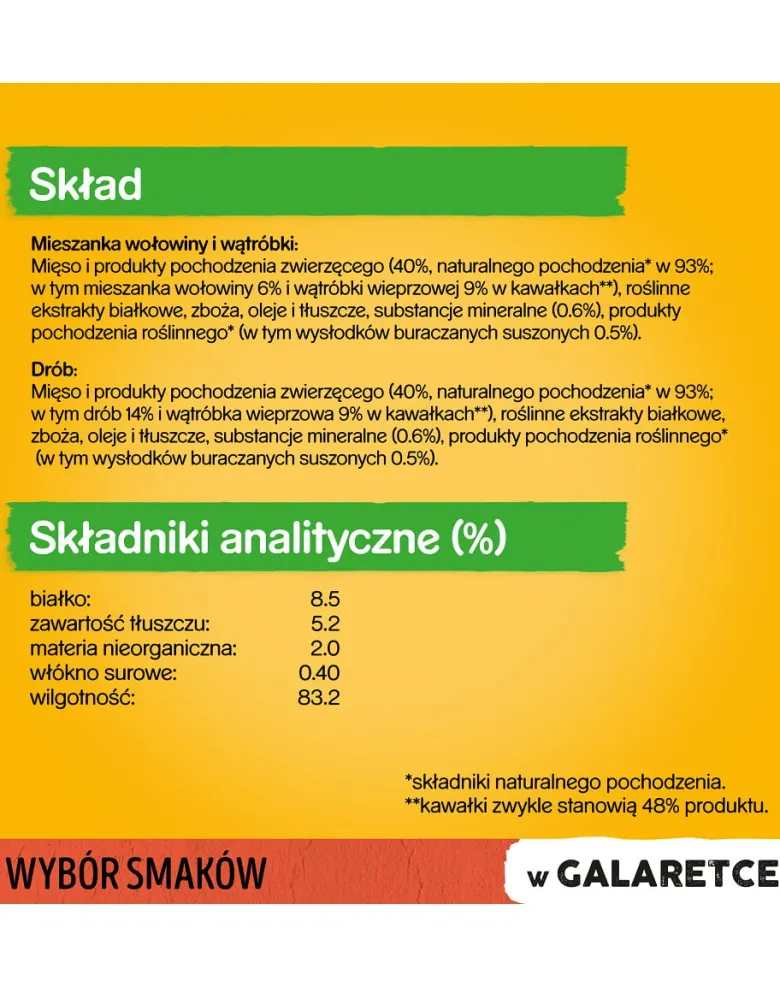 PEDIGREE Adult Selezione di sapori 52x100g cibo umido per cani adulti pezzi in gelatina ricchi di manzo e fegato e pezzi ricchi di pollame
