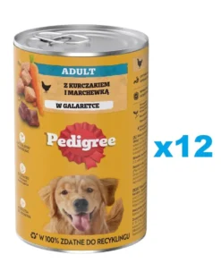 PEDIGREE Adult 12x1200g Alimento umido completo con pollo e carote in gelatina per cani adulti