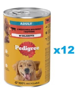 PEDIGREE Adult 12x1200g cibo umido completo con manzo in gelatina per cani adulti