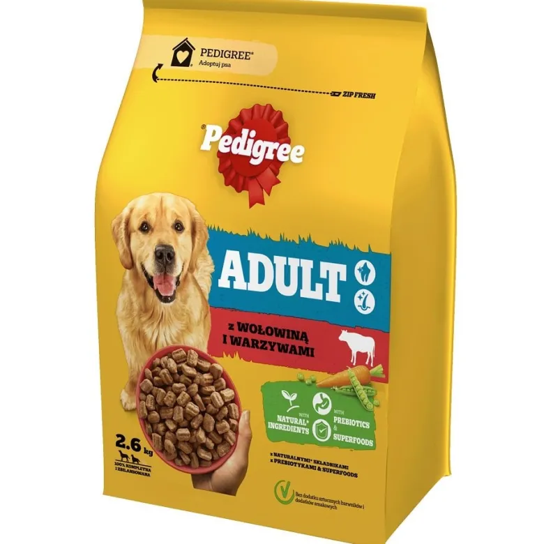 PEDIGREE Adult 3x2,6kg alimento completo con manzo e verdure per cani di taglia grande e media