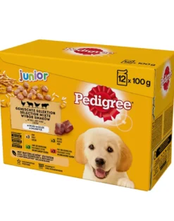 PEDIGREE Junior Scelta di gusti con riso in bustina 12x100g cibo umido in gelatina per cuccioli con pollo, agnello, pollame e manzo