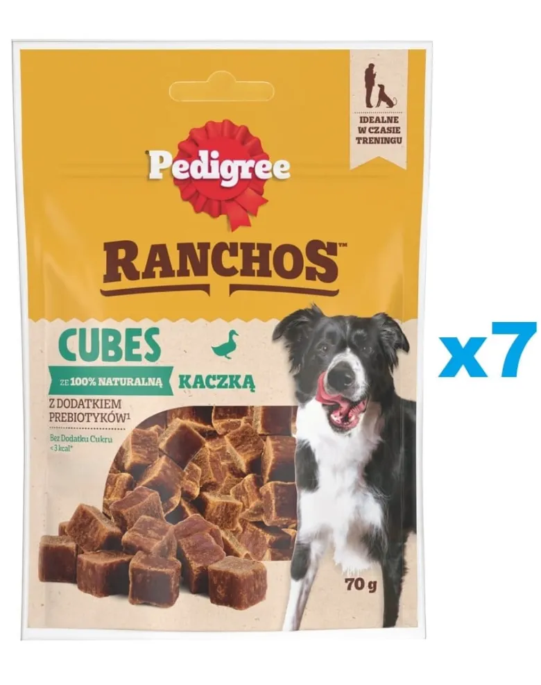 PEDIGREE Ranchos Cubes 7x70g Alimento complementare con anatra per cani adulti