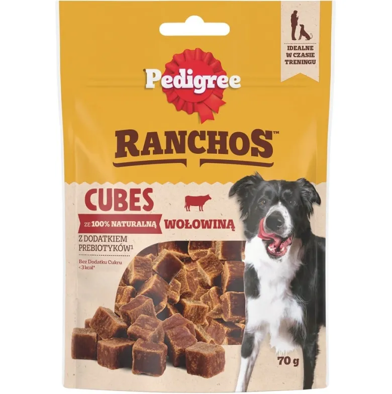 PEDIGREE Ranchos Cubes 7x70g Alimento complementare con manzo per cani adulti